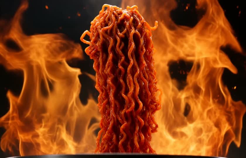 FIRE NOODLE website hero section designed by EchoNest AI Studio